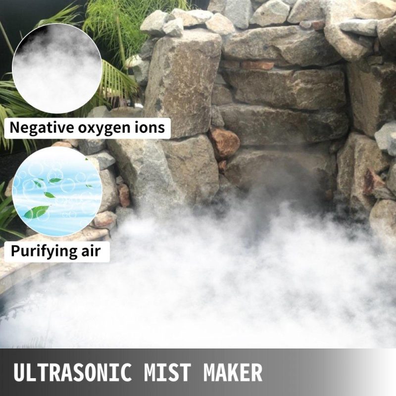 Water Gardens & Ponds | Mist Maker 12 Head Ultrasonic Mist Fogger with Waterproof Power Supply Ultrasonic Fogger Humidifier Stainless Steel Pond Mister Fogger 7kg/h Lawn & Garden Water Gardens & Ponds