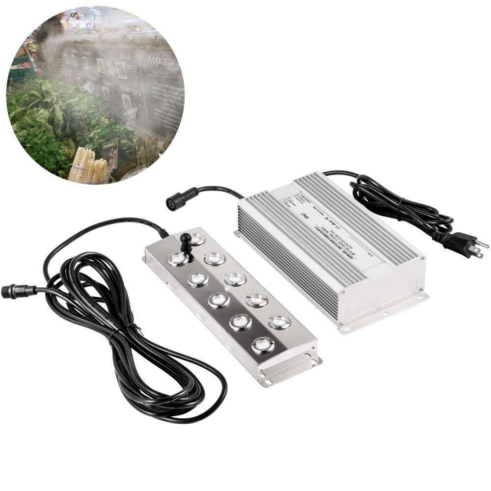 Water Gardens & Ponds | Mist Maker Fogger 10 Head Ultrasonic Mist Fogger with Waterproof Power Supply Ultrasonic Fogger Humidifier Stainless Steel Pond Mister Fogger 5kg/h Lawn & Garden Water Gardens & Ponds