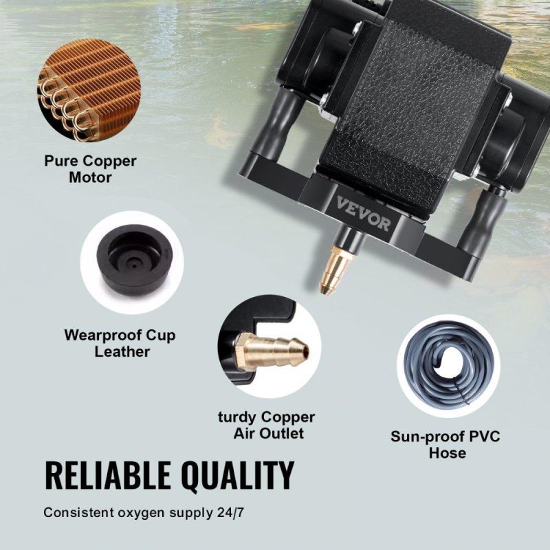 Water Gardens & Ponds | Pond Aeration Kit, 2 Outlets Pond Aerator for up to 1000 Gallons, 5 W All-in-One Pond Air Pump Kit with Air Stones, Check Valves, Airline Tubing for Pond, Fish Tank, Aquarium, Hydroponic Lawn & Garden Water Gardens & Ponds