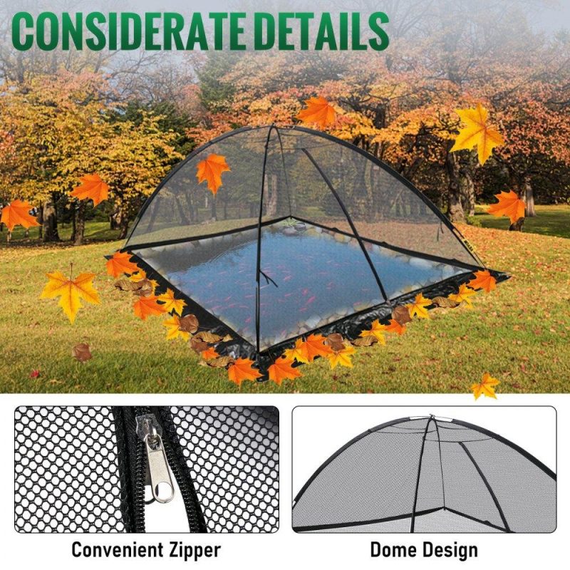 Water Gardens & Ponds | Pond Cover Dome, 10×14 FT Garden Pond Net, 1/2 inch Mesh Dome Pond Net Covers with Zipper and Wind Rope, Black Nylon Pond Netting for Pond Pool and Garden to Keep Out Leaves Lawn & Garden Water Gardens & Ponds