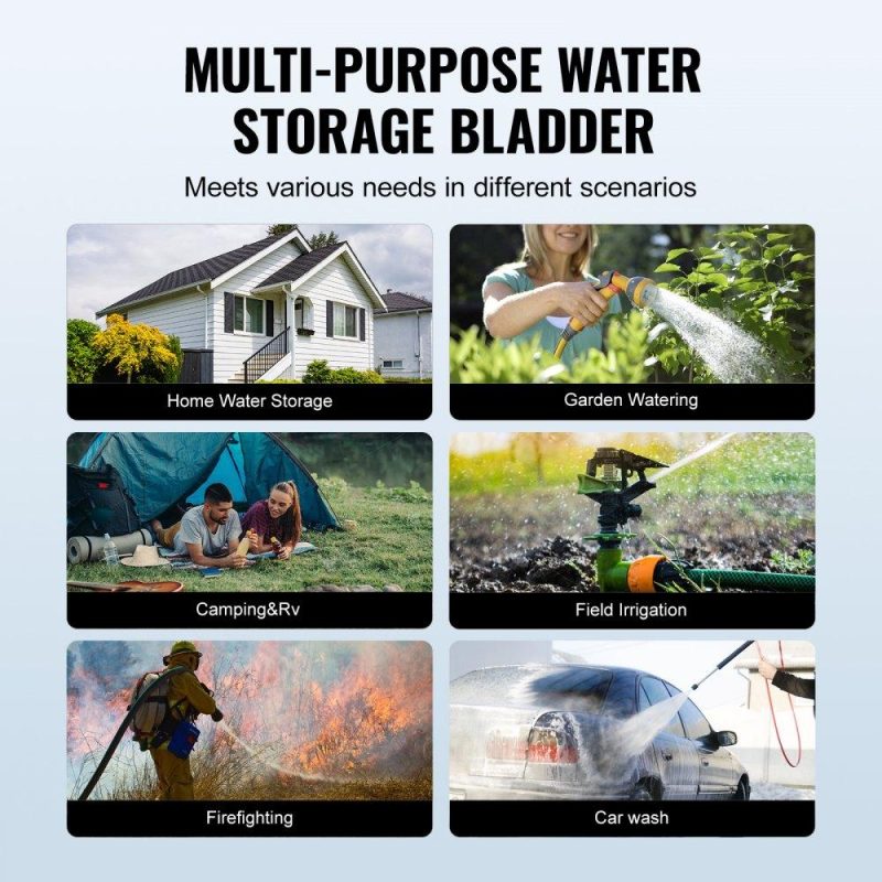 Watering & Irrigation | 1000L/264 Gallon Water Storage Bladder, RV Water Tank, 1000D Blue PVC Collapsible Water Storage Containers, Large Capacity Soft Water Bag, Portable Water Bladder, Fire Prevention, Camping Lawn & Garden Watering & Irrigation