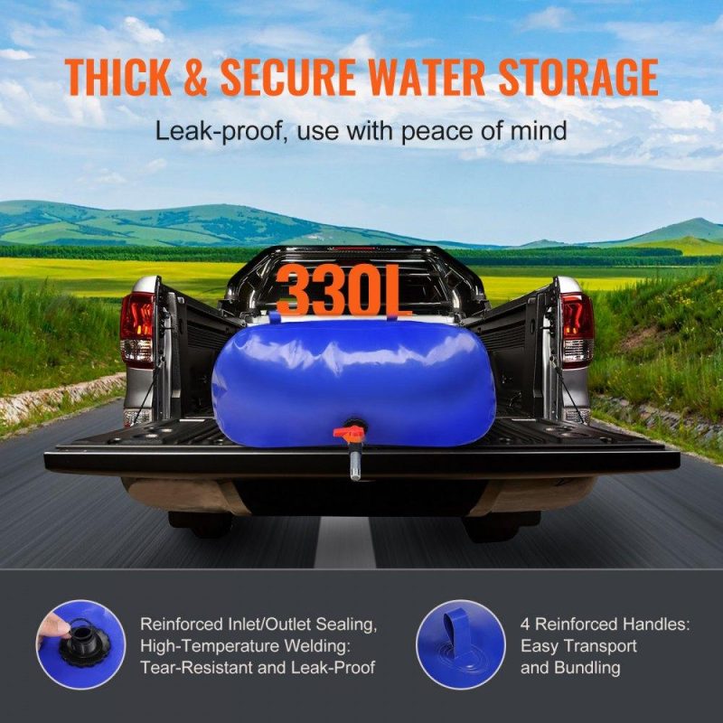 Watering & Irrigation | 330L/87 Gallon Water Storage Bladder, Water Tank, 1000D Blue PVC Collapsible Water Storage Containers, Large Capacity Soft Water Bag, Water Bladder, Fire Prevention, Camping, Emergency Water Use Lawn & Garden Watering & Irrigation