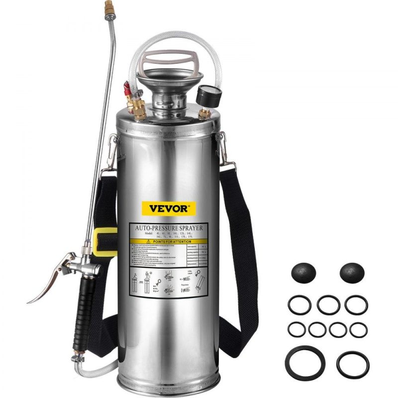 Watering & Irrigation | 3Gal Stainless Steel Sprayer, Set with 20″ Wand& Handle& 3FT Reinforced Hose, Hand Pump Sprayer with Pressure Gauge&Safety Valve, Adjustable Nozzle Suitable for Gardening and Sanitizing Lawn & Garden Watering & Irrigation