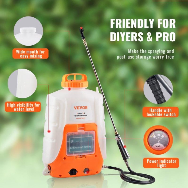 Watering & Irrigation | Battery Powered Backpack Sprayer 4 Gal Tank 0-90 PSI Adjustable Pressure Lawn & Garden Watering & Irrigation