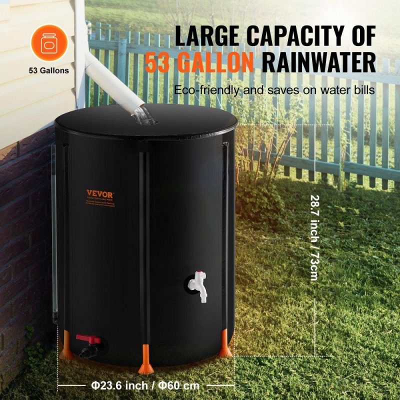 Watering & Irrigation | Collapsible Rain Barrel 53 Gal Rain Catcher with Spigots and Overflow Kit Lawn & Garden Watering & Irrigation