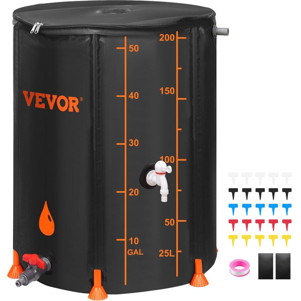 Watering & Irrigation | Collapsible Rain Barrel, 53 Gallon Large Capacity, PVC Rainwater Collection System with Spigots and Overflow Kit, Portable Water Tank Storage Container for Garden Water Catcher, Black Lawn & Garden Watering & Irrigation