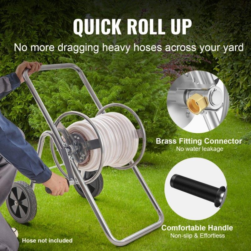 Watering & Irrigation | Hose Reel Cart, Hold Up to 175 ft of 5/8’’ Hose (Hose Not Included), Garden Water Hose Carts Mobile Tools with Wheels, Heavy Duty Powder-coated Steel Outdoor Planting for Garden, Yard, Lawn Lawn & Garden Watering & Irrigation