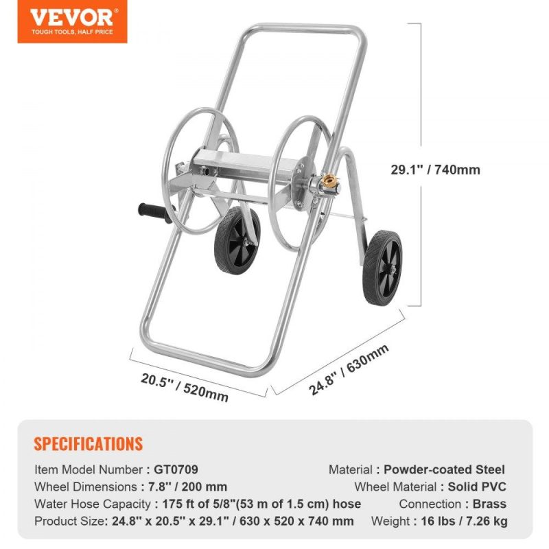 Watering & Irrigation | Hose Reel Cart, Hold Up to 175 ft of 5/8’’ Hose (Hose Not Included), Garden Water Hose Carts Mobile Tools with Wheels, Heavy Duty Powder-coated Steel Outdoor Planting for Garden, Yard, Lawn Lawn & Garden Watering & Irrigation