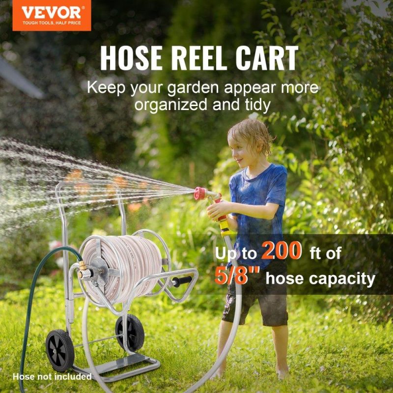 Watering & Irrigation | Hose Reel Cart, Hold Up to 200 ft of 5/8’’ Hose (Hose Not Included), Garden Water Hose Carts Mobile Tools with Wheels, Heavy Duty Powder-coated Steel Outdoor Planting for Garden, Yard, Lawn Lawn & Garden Watering & Irrigation