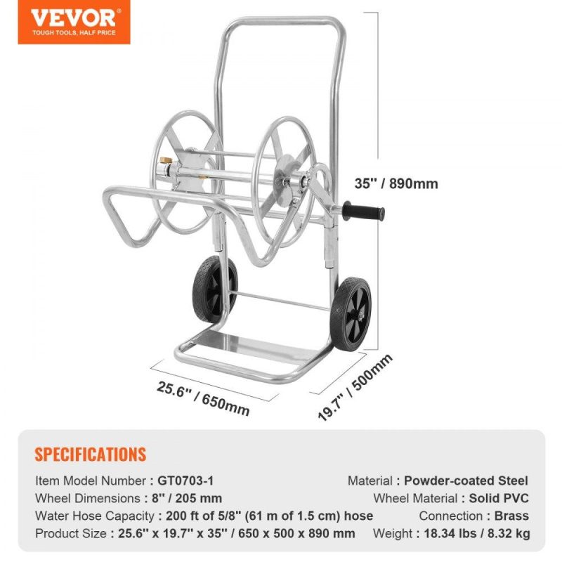 Watering & Irrigation | Hose Reel Cart, Hold Up to 200 ft of 5/8’’ Hose (Hose Not Included), Garden Water Hose Carts Mobile Tools with Wheels, Heavy Duty Powder-coated Steel Outdoor Planting for Garden, Yard, Lawn Lawn & Garden Watering & Irrigation