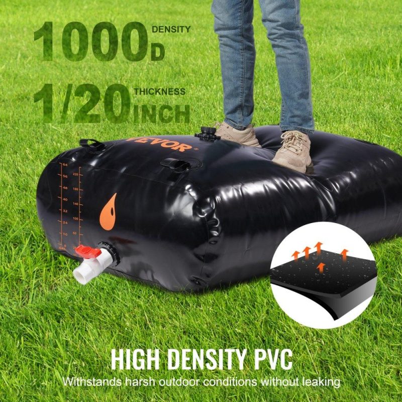 Watering & Irrigation | Water Tank Bladder Portable Rainwater Bag 63 Gal PVC Collapsible Black Lawn & Garden Watering & Irrigation