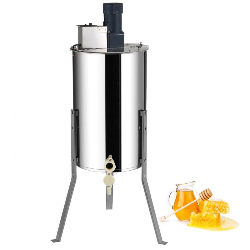 Honey Extractor | Electric Honey Extractor, 2/4 Frames Honey Spinner Extractor, Stainless Steel Beekeeping Extraction, Apiary Centrifuge Equipment with Height Adjustable Stand, Honeycomb Drum Spinner with Lid Agriculture & Forestry Equipment Beekeeping Supplies