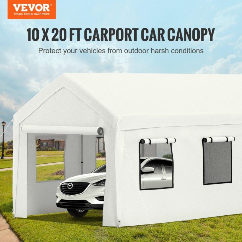 Landscaping & Shade | Carport Canopy Car Canopy 10 x 20ft w/ 8 Legs Sidewalls Windows White White Landscaping & Shade Landscaping & Shade