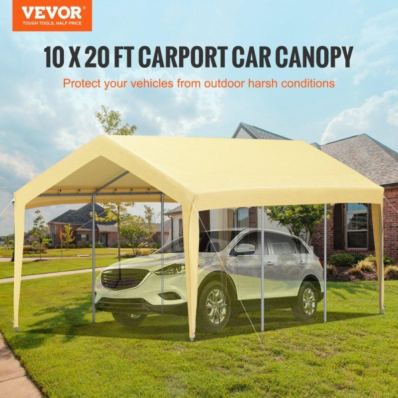 Landscaping & Shade | Carport Canopy Car Shelter Tent 10 x 20ft for Auto Boat with 8 Legs Yellow Yellow Landscaping & Shade Landscaping & Shade