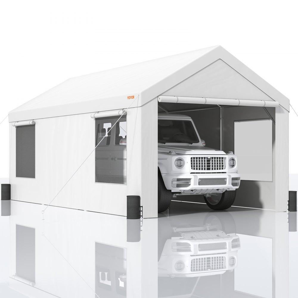 Landscaping & Shade | Carport, Heavy Duty 10x20ft Car Canopy, Outdoor Garage Shelter with Removable Sidewalls, Roll-up Ventilated Windows & Doors, UV Resistant Waterproof All-Season Tarp for Car, Truck, Boat, White White Landscaping & Shade Landscaping & Shade