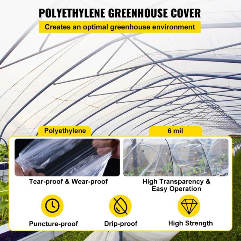 Landscaping & Shade | Greenhouse Film, 12′ x 100′ Greenhouse Plastic Sheeting, 6 mil Thickness Suncover Greenhouse, Clear Polyethylene Cover, UV Proof Farm Plastic Supply for Gardening, Farming and Agriculture Landscaping & Shade Landscaping & Shade