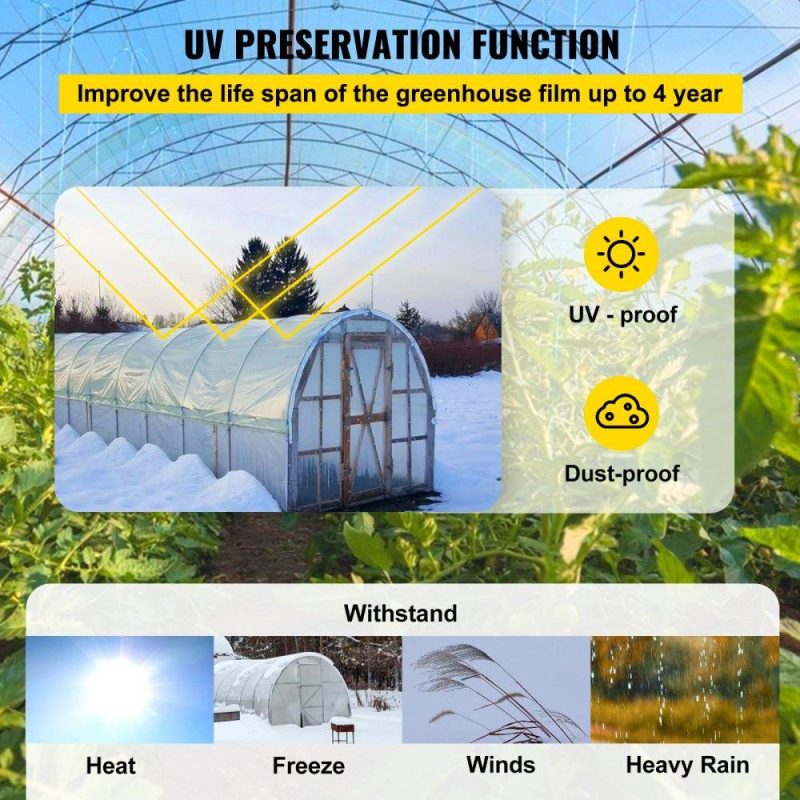 Landscaping & Shade | Greenhouse Film, 12′ x 100′ Greenhouse Plastic Sheeting, 6 mil Thickness Suncover Greenhouse, Clear Polyethylene Cover, UV Proof Farm Plastic Supply for Gardening, Farming and Agriculture Landscaping & Shade Landscaping & Shade