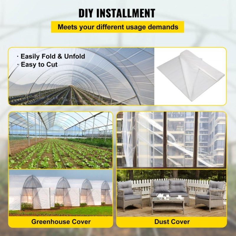 Landscaping & Shade | Greenhouse Film, 12′ x 100′ Greenhouse Plastic Sheeting, 6 mil Thickness Suncover Greenhouse, Clear Polyethylene Cover, UV Proof Farm Plastic Supply for Gardening, Farming and Agriculture Landscaping & Shade Landscaping & Shade