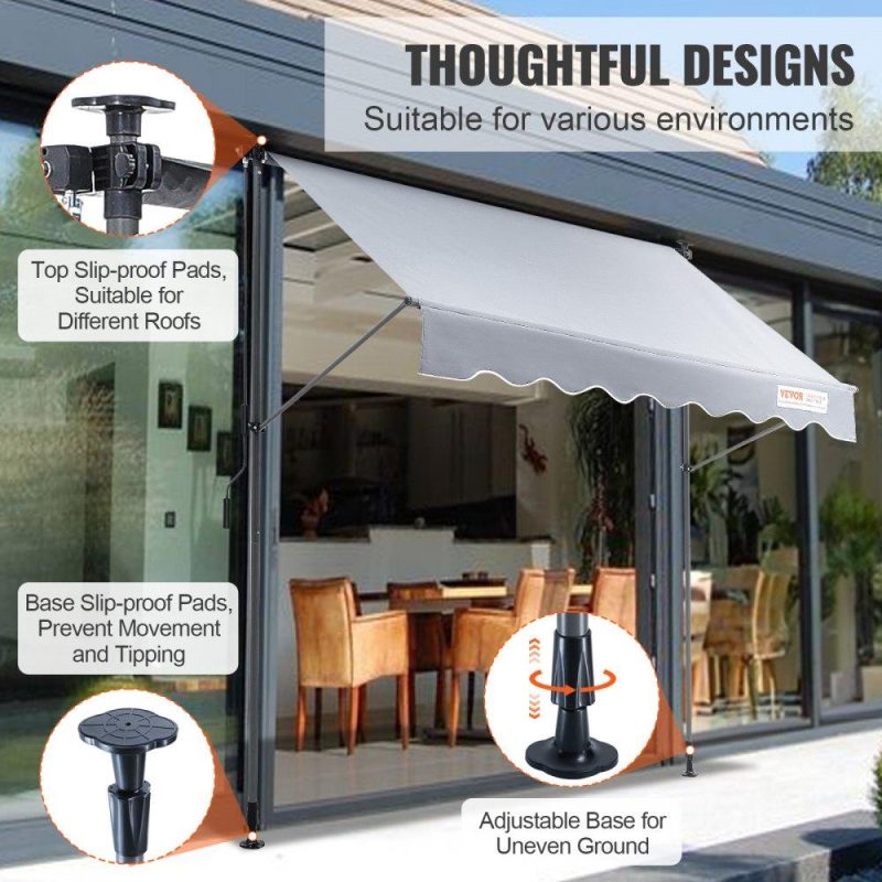 Landscaping & Shade | Manual Retractable Awning, 118″ Outdoor Retractable Patio Awning Sunshade Shelter, Adjustable Patio Door Window Awning Canopy with 39″ Sun Shade Curtain for Backyard, Garden, Balcony Landscaping & Shade Landscaping & Shade