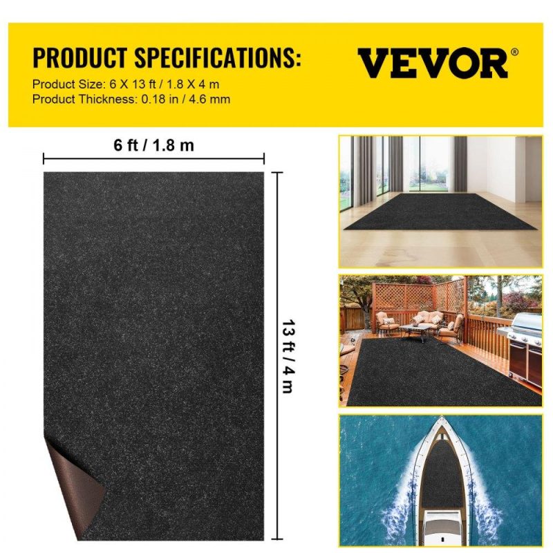 Landscaping & Shade | Marine Carpet, 6 x 13 ft Boat Carpeting, Charcoal Black Marine Grade Boat Carpet, Indoor/Outdoor Marine Carpeting w/ Water-proof TPR Backing, Water-proof Carpet Roll for Home, Patio, Porch, Deck Landscaping & Shade Landscaping & Shade