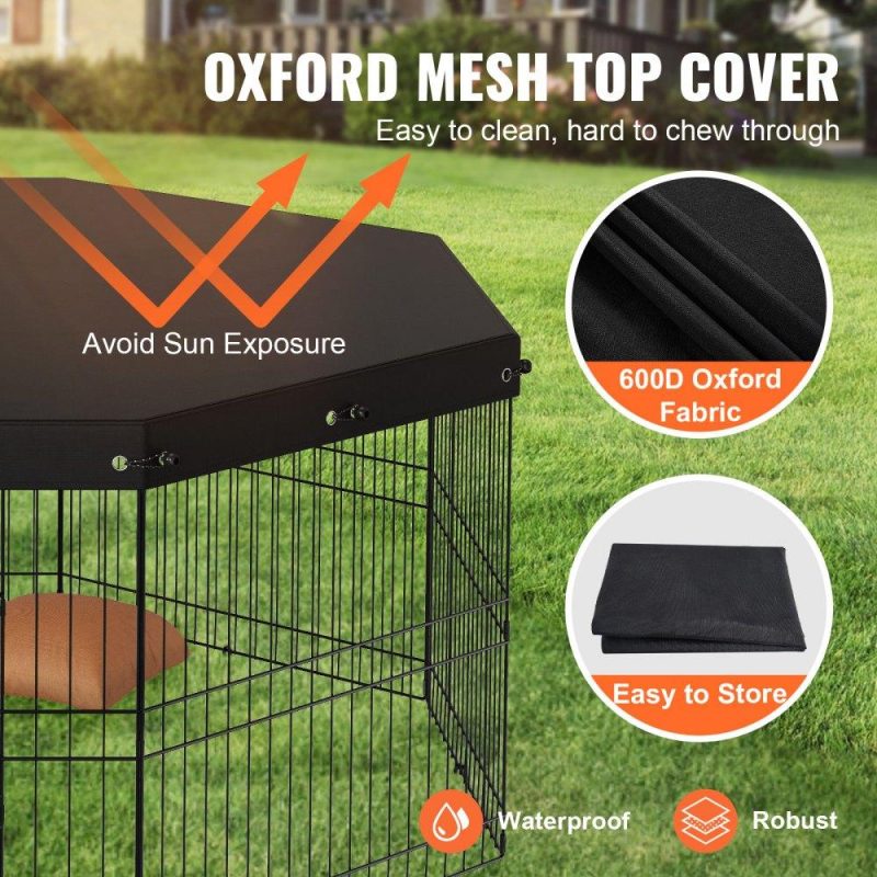 Pet Supplies | Dog Playpen, 8 Panels Foldable Metal Dog Exercise Pen with Top Cover, 24″ H Pet Fence Puppy Crate Kennel with Ground Stakes, Indoor Outdoor Dog Pen for Small Medium Pets, for Camping, Yard Agriculture & Forestry Equipment Pet Supplies