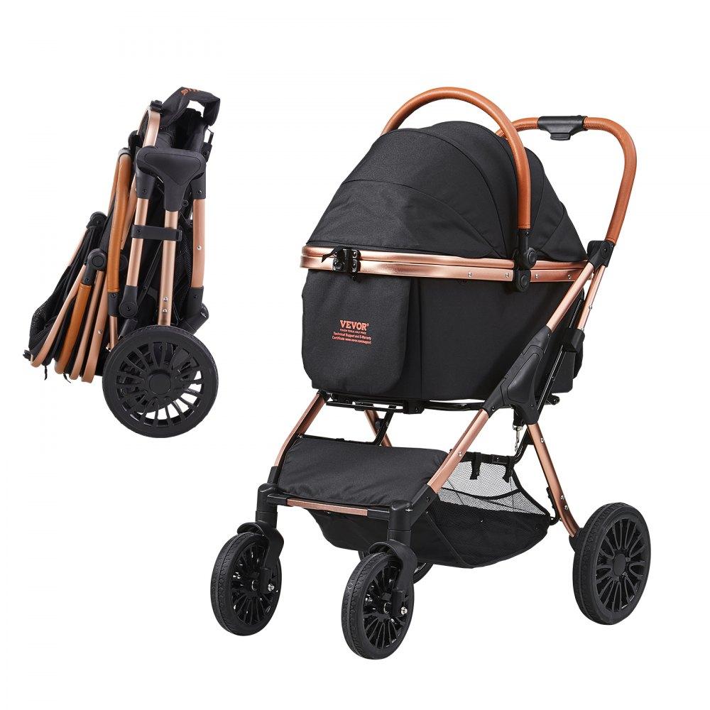 Pet Supplies | Pet Stroller, 4 Wheels Dog Stroller Rotate with Brakes, 66 lbs Weight Capacity, Puppy Stroller with Detachable Carrier, Storage Basket and Pet Pad, for Small to Medium Sized Dogs, Black Agriculture & Forestry Equipment Pet Supplies