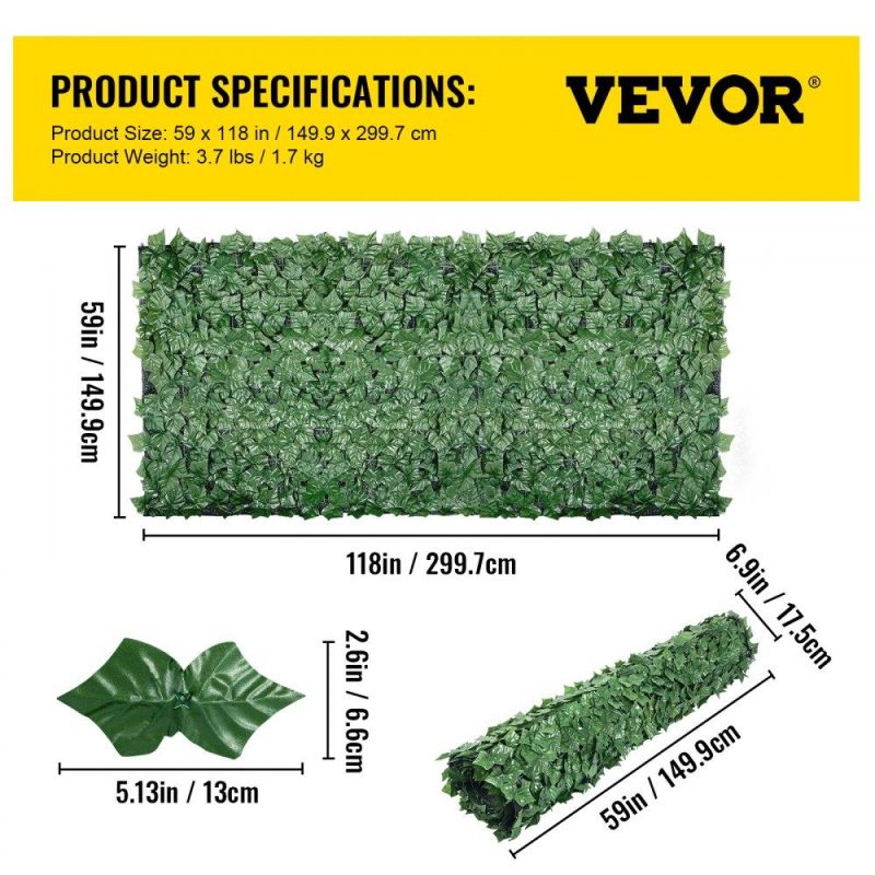 Landscaping & Shade | Ivy Privacy Fence Screen, 59″x118″ PP Faux Leaf Artificial Hedges, 3-Layers Indoor or Outdoor Greenery Leaves Panel, Multi-use for Garden, Yard, Decor, Balcony, Patio, Home, Green Landscaping & Shade Landscaping & Shade