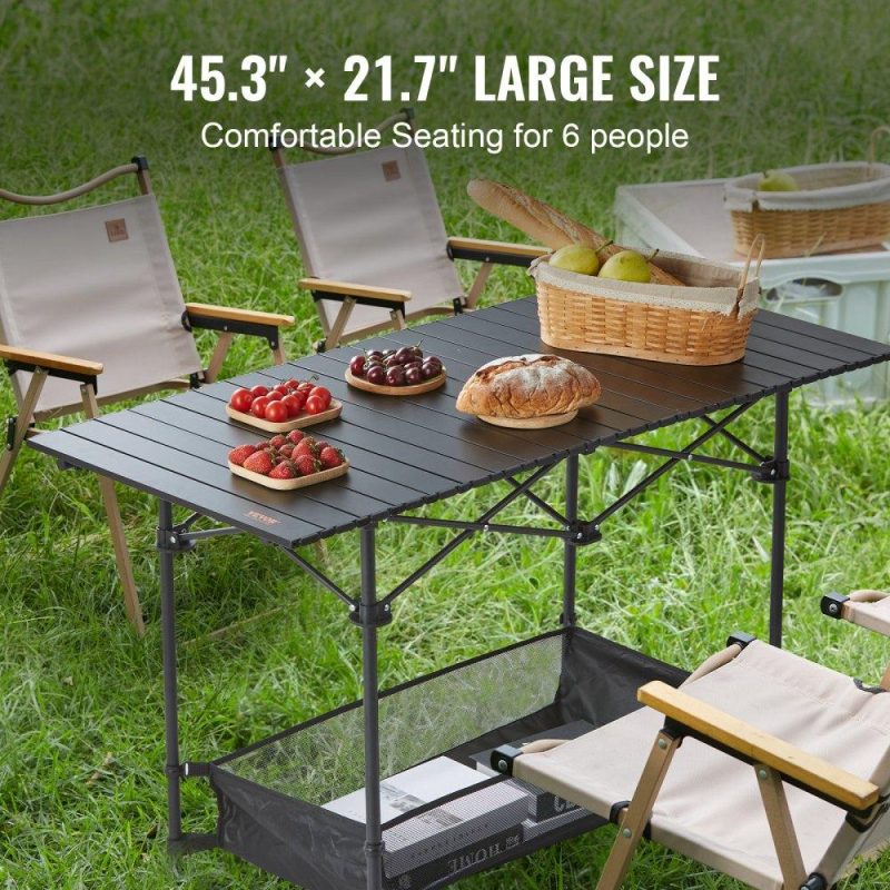 Patio Furniture & Accessories | Folding Camping Table, Outdoor Portable Side Tables, Lightweight Fold Up Table, Aluminum & Steel Ultra Compact Work Table with Large Storage and Carry Bag, For Beach, Picnic, Travel, 24×16 inch Lawn & Garden Patio Furniture & Accessories