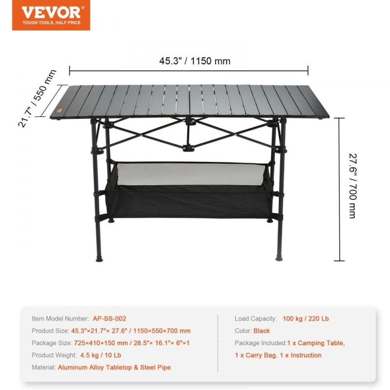 Patio Furniture & Accessories | Folding Camping Table, Outdoor Portable Side Tables, Lightweight Fold Up Table, Aluminum & Steel Ultra Compact Work Table with Large Storage and Carry Bag, For Beach, Picnic, Travel, 24×16 inch Lawn & Garden Patio Furniture & Accessories