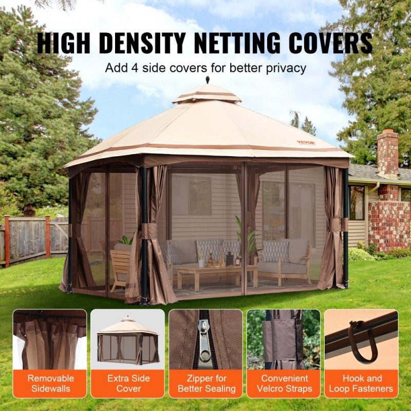 Patio Furniture & Accessories | Patio Gazebo for 10-12 Person, 10 x 13 FT Backyard Gazebo, with Mosquito Netting, Metal Frame, and PU Coated 180G Polyester, Outdoor Canopy Shelter for Patio, Backyard, Lawn, Garden, Deck Lawn & Garden Patio Furniture & Accessories