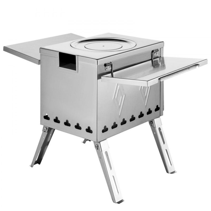 Patio Furniture & Accessories | Tent Wood Stove 18.1x15x27.2 inch, Camping Wood Stove 304 Stainless Steel With Folding Pipe, Portable Wood Stove 113 inch Total Height For Camping, Tent Heating, Hunting, Outdoor Cooking Lawn & Garden Patio Furniture & Accessories