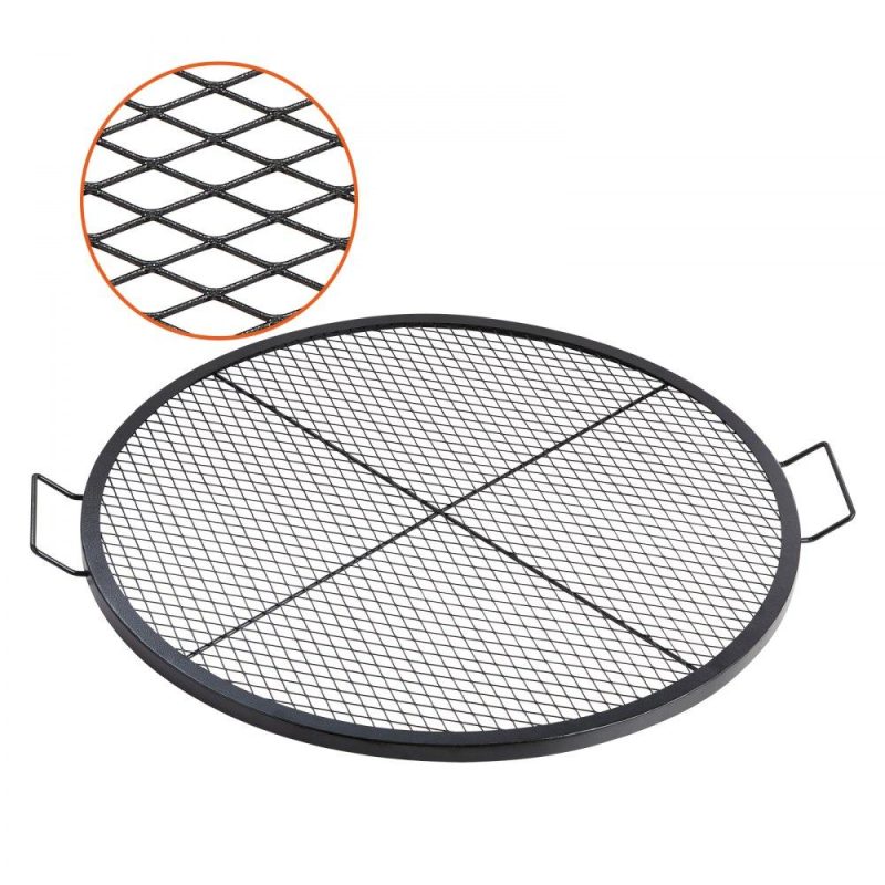 Patio Furniture & Accessories | X-Marks Fire Pit Grill Grate, Round Cooking Grate, Heavy Duty Steel Campfire BBQ Grill Grid with Handle and Support X Wire, Portable Camping Cookware for Outside Party & Gathering, 36 Inch Black Lawn & Garden Patio Furniture & Accessories