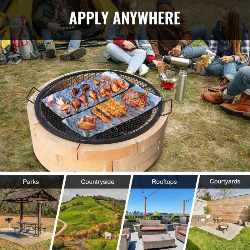 Patio Furniture & Accessories | X-Marks Fire Pit Grill Grate, Round Cooking Grate, Heavy Duty Steel Campfire BBQ Grill Grid with Handle and Support X Wire, Portable Camping Cookware for Outside Party & Gathering, 36 Inch Black Lawn & Garden Patio Furniture & Accessories