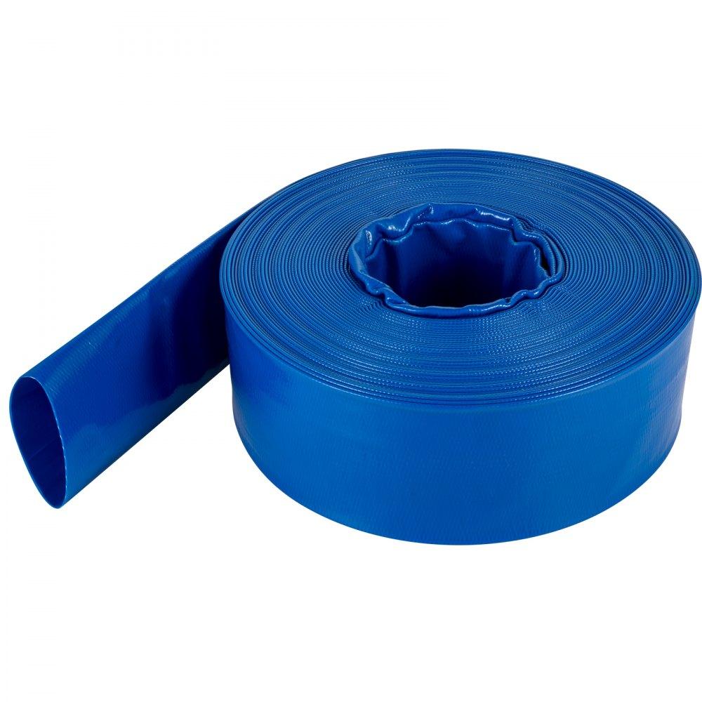 Pools & Spas | Discharge Hose, 3″ x 53′, PVC Lay Flat Hose, Heavy Duty Backwash Drain Hose with Clamps, Weather-proof & Burst-proof, Ideal for Swimming Pool & Water Transfer, Blue Lawn & Garden Pools & Spas