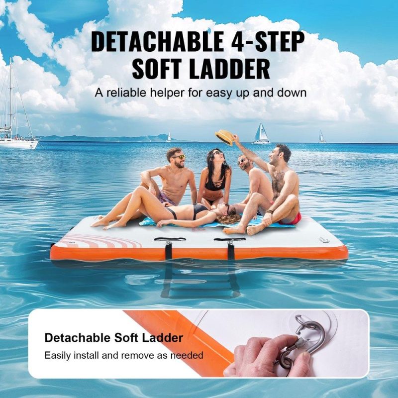 Pools & Spas | Inflatable Floating Dock, 6 x 5FT Inflatable Dock Platform, Non-Slip Water Floating Dock Mat with Portable Carrying Bag & Detachable Ladder, Floating Platform Island Raft for Pool Beach Ocean Lawn & Garden Pools & Spas