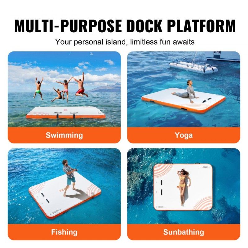 Pools & Spas | Inflatable Floating Dock, 6 x 5FT Inflatable Dock Platform, Non-Slip Water Floating Dock Mat with Portable Carrying Bag & Detachable Ladder, Floating Platform Island Raft for Pool Beach Ocean Lawn & Garden Pools & Spas