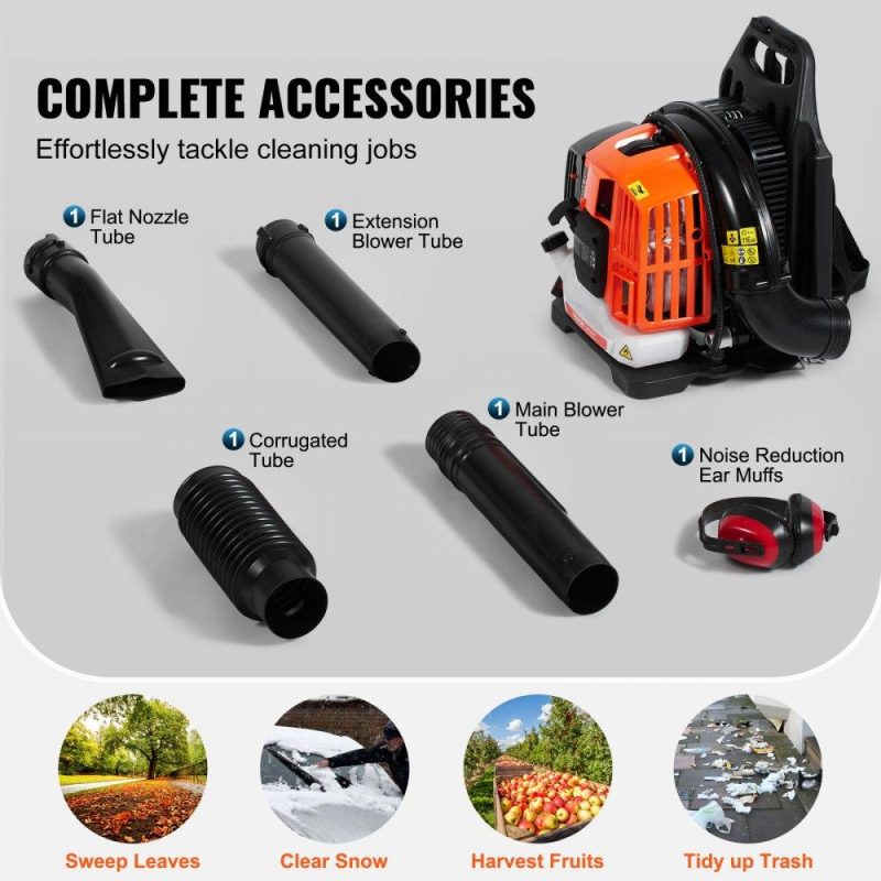 Outdoor Power Equipment | Backpack Leaf Blower, 52CC 2-Cycle Leaf Blower with 1.37L Fuel Tank, 480CFM Air Volume 175MPH Speed, Ideal for Lawn Care, Leaf Cleaning, and Snow Removal Lawn & Garden Outdoor Power Equipment