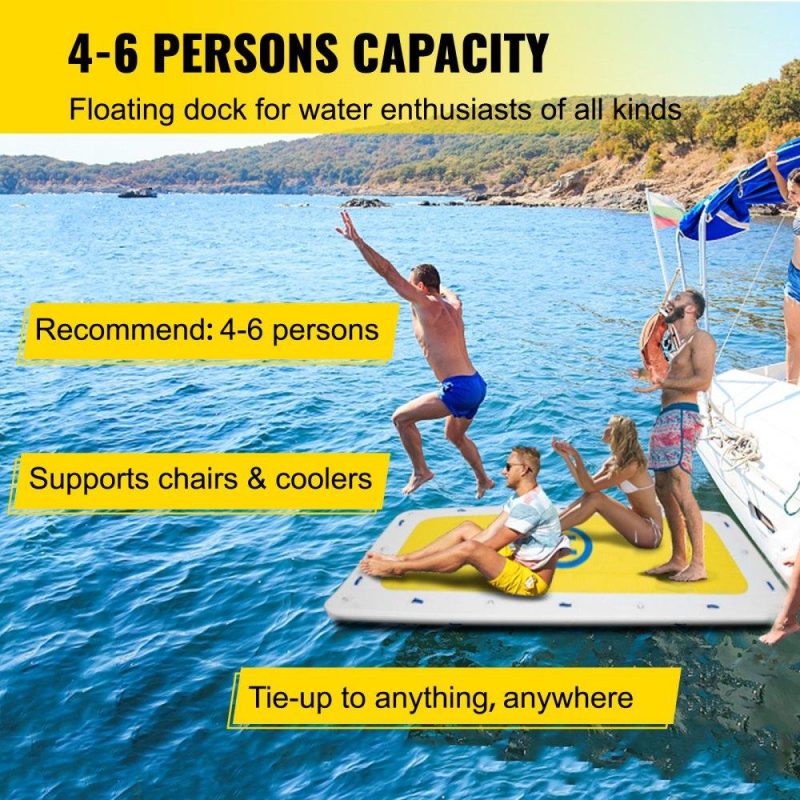 Pools & Spas | Inflatable Dock Platform 7’x7’x6” Inflatable Dock, 10- to 12-Person Inflatable Floating Dock, Floating Platform with Electric Air Pump & Hand Pump for Pool Beach Ocean Lake Float for Adults Lawn & Garden Pools & Spas