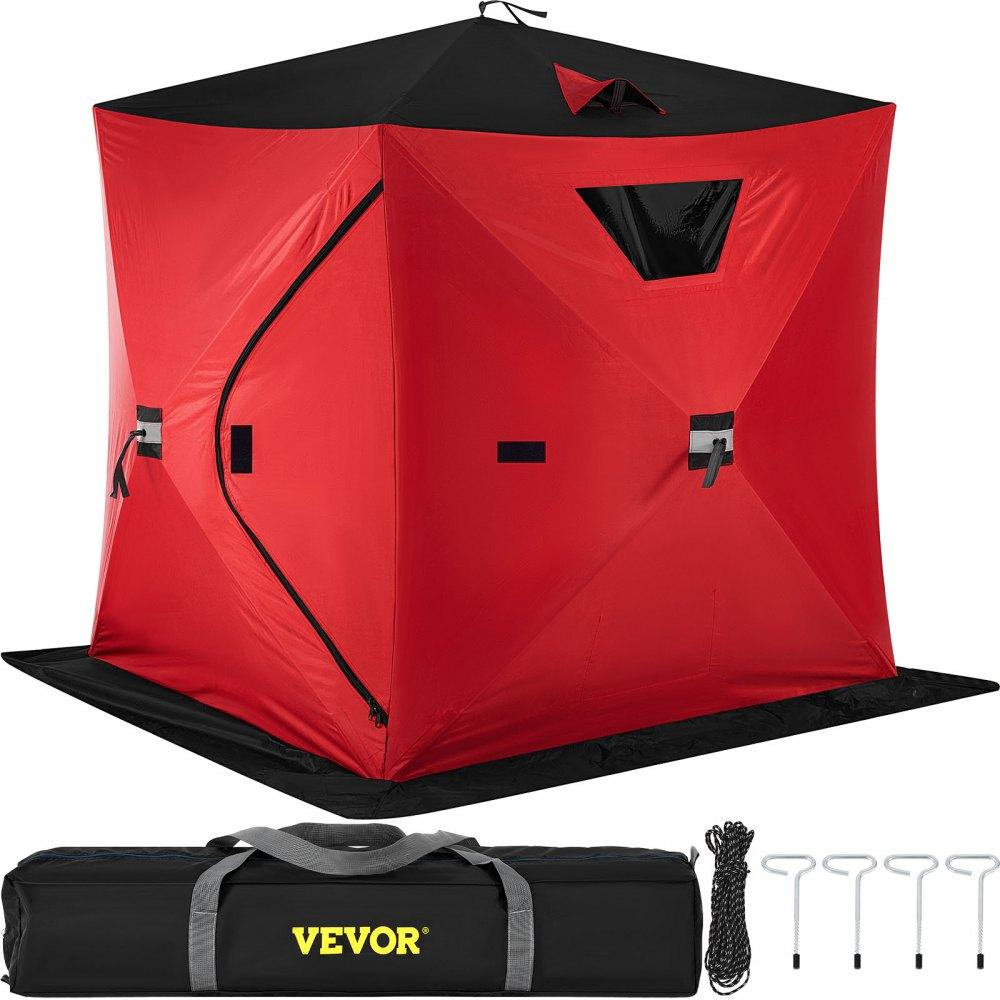 Tents | 2-Person Ice Fishing Shelter Tent Portable Pop Up House Outdoor Fish Equipment Red Lawn & Garden Red