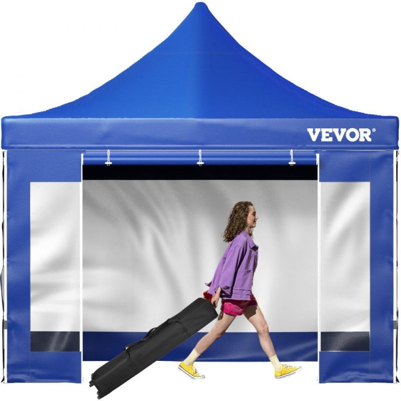 Tents | Pop Up Canopy Tent, 10 x 10 FT, Outdoor Patio Gazebo Tent with Removable Sidewalls and Wheeled Bag, UV Resistant Waterproof Instant Gazebo Shelter for Party, Garden, Backyard, Blue Blue Lawn & Garden Blue