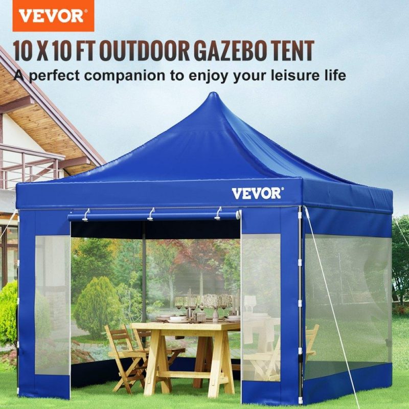 Tents | Pop Up Canopy Tent, 10 x 10 FT, Outdoor Patio Gazebo Tent with Removable Sidewalls and Wheeled Bag, UV Resistant Waterproof Instant Gazebo Shelter for Party, Garden, Backyard, Blue Blue Lawn & Garden Blue