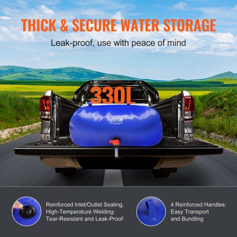 Watering & Irrigation | 330L/87 Gallon Water Storage Bladder, RV Water Tank, 1000D Blue PVC Collapsible Water Storage Containers, Large Capacity Soft Water Bag, Portable Water Bladder, Fire Prevention, Camping, Emergen Lawn & Garden Watering & Irrigation