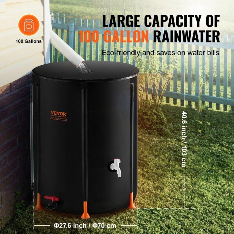 Watering & Irrigation | Collapsible Rain Barrel 100 Gal Rain Catcher with Spigots and Overflow Kit Lawn & Garden Watering & Irrigation